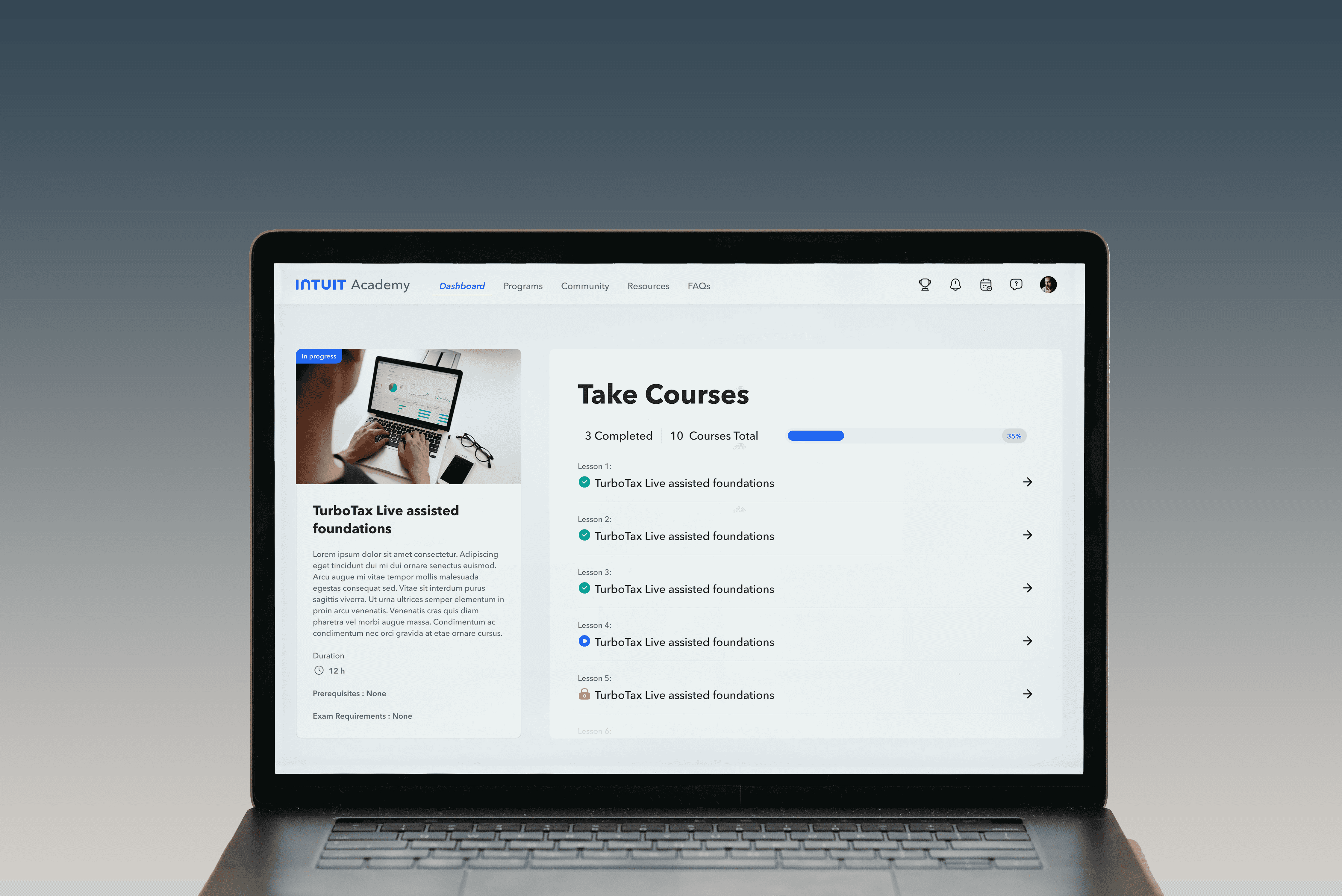 Learning Academy certification flow