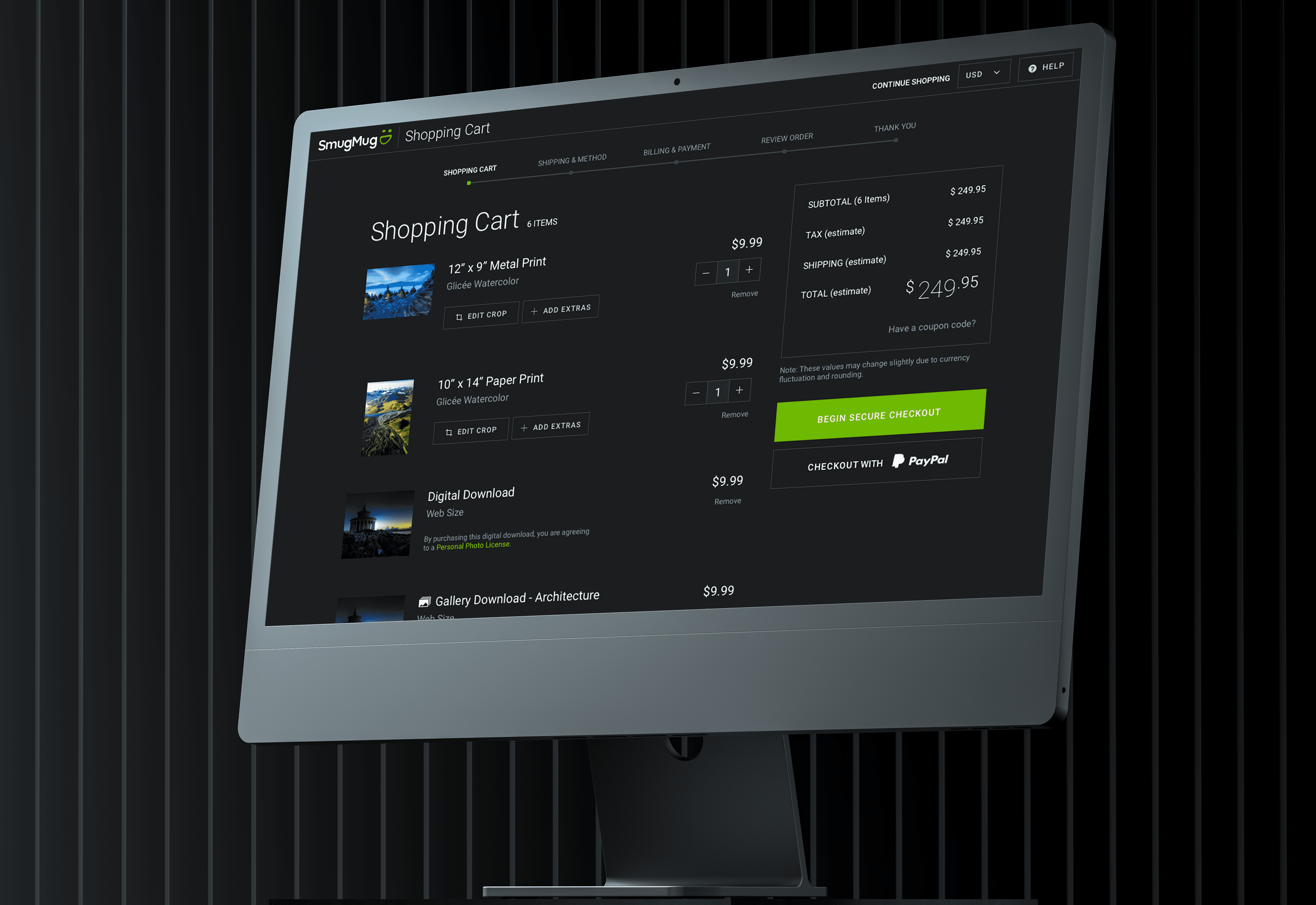 SmugMug Checkout payment flow